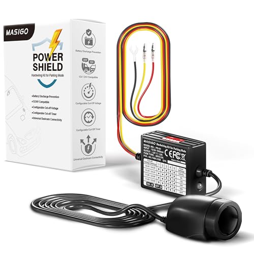 MASIGO Dash Cam Hardwire Kit: Universal Parkmodus, Zigarettenanzünder, Mini/Micro/USB-C kompatibel, Niederspannungsschutz, Timer von MASIGO