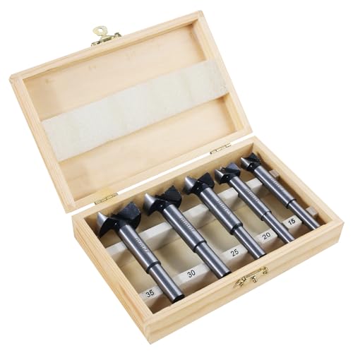 Forstnerbohrer Set 5 tlg - Professionelles Holzbohrer Ø 15/20/25/30/35 mm - Topfbohrer Holz - Astlochbohrer - Professionelles Forsterbohrerset - Fräslochborer Topfbohrer Forstnerbohrer Set 5 tlg - Professionelles Holzbohrer Ø 15/20/25/30/35 mm - Topfbohrer Holz - Astlochbohrer - Professionelles Forsterbohrerset - Fräslochborer Topfbohrer von MASION