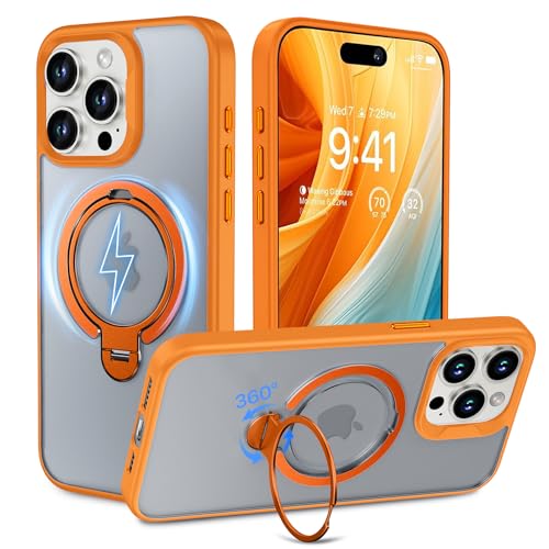 MASOPSK Magnetische Hülle für iPhone 15 Pro 6,1 Zoll, Kompatibel mit Magsafe, mit 360° Drehbarem Ständer, Doppelringen, Stoß- und Sturzsicher, Kratzfeste Vergilbungsfreie Mattierte Rückseite (Orange) MASOPSK Magnetische Hülle für iPhone 15 Pro 6,1 Zoll, Kompatibel mit Magsafe, mit 360° Drehbarem Ständer, Doppelringen, Stoß- und Sturzsicher, Kratzfeste Vergilbungsfreie Mattierte Rückseite (Orange) von MASOPSK