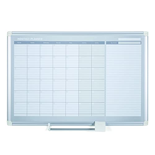 MasterVision Planungstafel, magnetisch, trocken abwischbar, Monatskalender, Tafel mit Aluminiumrahmen, 61 x 91,4 cm von MASTERVISION