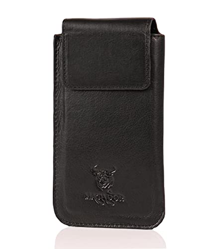 MATADOR ECHT Leder Handytasche kompatibel mit Samsung S20 FE/ S7 Edge Hülle/Case/Tasche/Vertikaltasche verdecktem Magnetverschluss Ausziehhilfe Schwarz von MATADOR