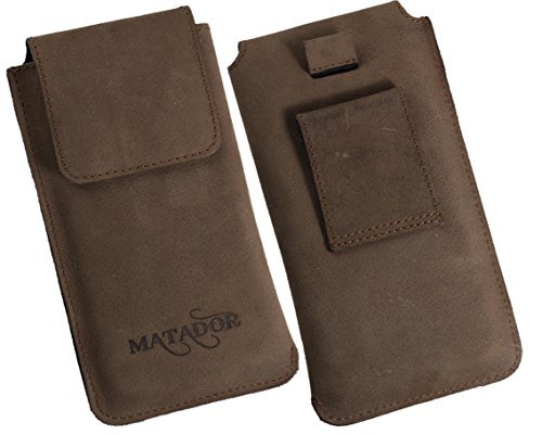 MATADOR Echt Leder Hochkant Tasche Handy Schutz Hülle Gürteltasche mit breite Gürtelschlaufe kompatibel zu iPhone 7 (4.7 Zoll) (Tabaco Braun) von MATADOR
