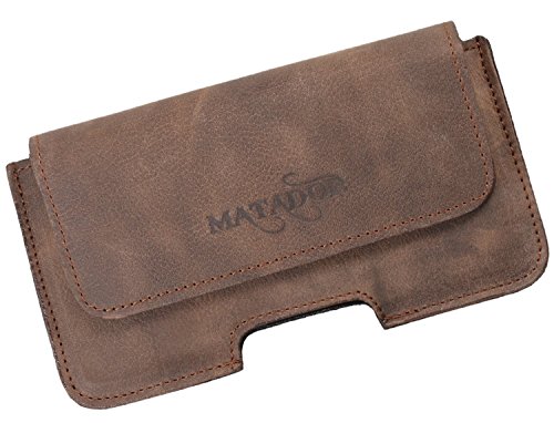 MATADOR Echt Leder Tasche Handytasche Gürteltasche kompatibel mit Sony Xperia Z5/ Z3 / Z2 / Z1 Gürtelclip Magnetverschluss Tabacco Braun von MATADOR