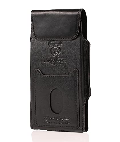 MATADOR Echt Leder Tasche Huawei P20 PRO Handytasche Gürteltasche Vertikaltasche Gürtelclip/Gürtelschlaufe Kartenfach (Carzy Black) von MATADOR