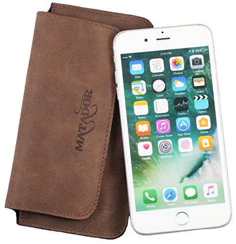 MATADOR Gürteltasche kompatibel mit iPhone 6 / 6s / SE (2020/2022) Echt Leder Tasche Hülle Case Magnet Antik Tobacco Braun von MATADOR