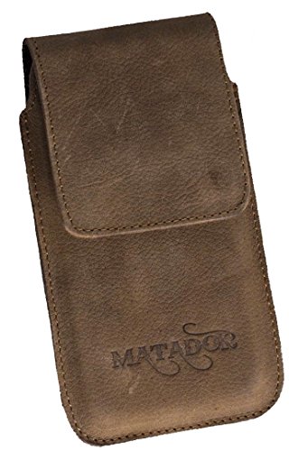 MATADOR Gürteltasche kompatibel mit iPhone 6 / 6s / SE (2020/2022) Ledertasche Echt Leder Hülle Case Magnet Clip Schlaufe Tabacco Braun von MATADOR