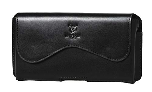 MATADOR Gürteltasche kompatibel mit iPhone XS MAX/11/12/13/14 PRO MAX/14 Plus /15 Pro MAX /15 Plus Echt Leder Hülle Handy Tasche Clip Schlaufe Crazy Black Schwarz von MATADOR