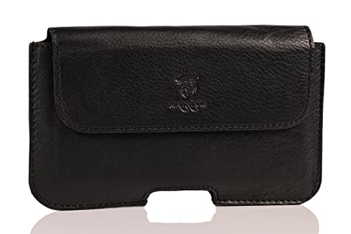 MATADOR Gürteltasche kompatibel mit iPhone XS MAX/11/12/13/14 PRO MAX/14 Plus /15 Pro MAX /15 Plus Echt Leder Hülle Handy Tasche Clip Schlaufe Schwarz von MATADOR