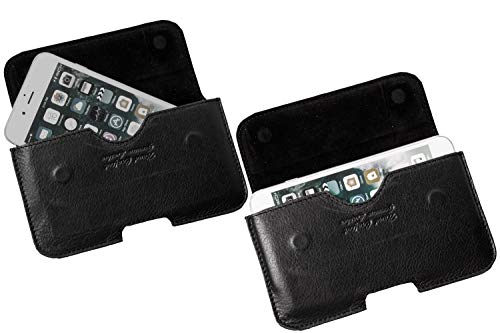 MATADOR Handytasche kompatibel mit Apple iPhone 8/12/13 Mini ECHT Leder-Tasche Case Schutz-Hülle Quertasche Gürteltasche Gürtelschlaufe Magnetverschluss Schwarz von MATADOR