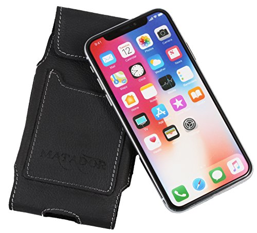 MATADOR Leder Tasche Case Hülle Etui Gürteltasche kompatibel mit iPhone X/XS/11 PRO (Crazy Black) von MATADOR