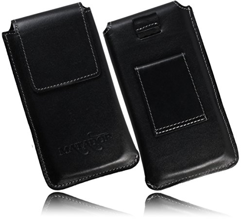 MATADOR Ledertasche Handytasche Gürtel-Tasche Schwarz/Black BlackBerry KeyOne/KeyOne 2 Gürtelschlaufe (Easy Out System) von MATADOR
