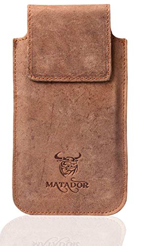 MATADOR Vertikaltasche Gürtelclip Kompatibel mit Xiaomi Note 10 / Note 8 PRO Slim Design Echt Leder Gürteltasche (Tabacco Braun) von MATADOR