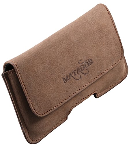 MATADOR kompatibel mit Apple iPhone 8/12/13 Mini ECHT Leder Hülle Case Tasche Quertasche Gürtelschlaufe Magnetverschluss Tobacco Braun von MATADOR