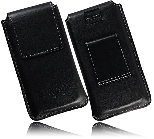 MATADOR kompatibel zu iPhone 5 5S 5C SE ECHT Leder Handytasche Hülle Case Etui Magnet Schlaufe Schwarz von MATADOR