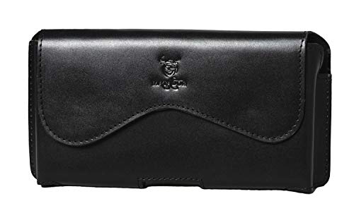 Matador Echt Leder Tasche Gürteltasche mit Gürtelclip/Schlaufe kompatibel mit Samsung Galaxy A50 / A51 / A52 / A53 / A54 / A30 / A32 / A33 / A34 Handytasche mit verdecktem Magnetverschluss (Black) von MATADOR