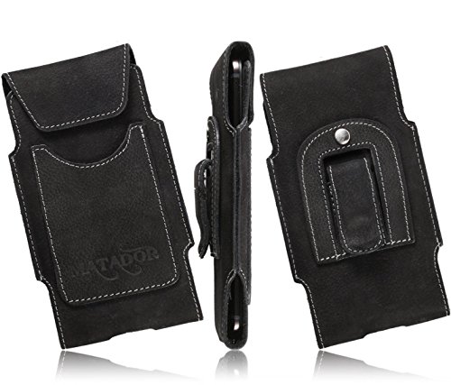 Matador Nubuk Echt Leder Slim Design Tasche kompatibel mit Apple iPhone 8/12/13 Mini Handytasche Gürteltasche Vertikaltasche mit Gürtelclip/Gürtelschlaufe und EC./Kreditkartenfach von MATADOR