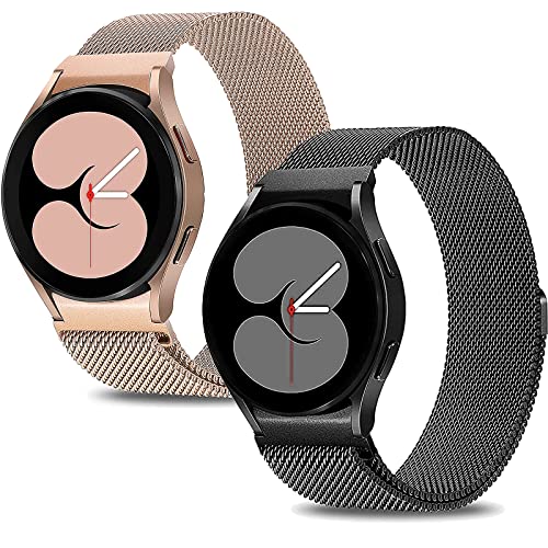 MATCHEASY 2 Stück Metall Armband Kompatibel für Samsung Galaxy Watch 4/5/6 40mm 44mm/Watch 5 Pro 45mm, Watch 4/6 Classic 47mm 43mm 42mm 46mm, Lücke Edelstahl Mesh Solo Loop Band für Damen/Herren von MATCHEASY