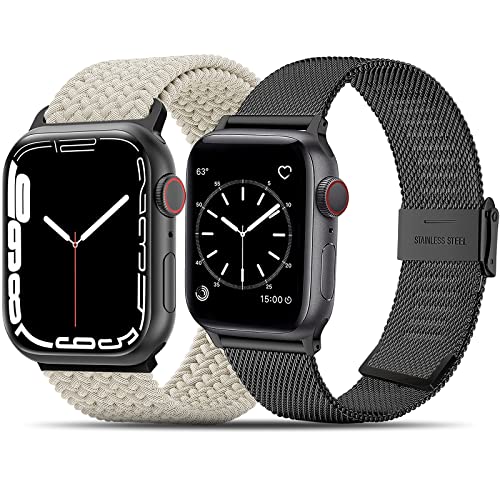 MATCHEASY Armband Kompatibel mit Apple Watch Armband 38mm 40mm 41mm für Männer und Frauen, Apple Watch Armband Kompatibel iWatch Series 8/7 / 6/5 / 4/3 / 2/1 / SE, 2 Pack. von MATCHEASY