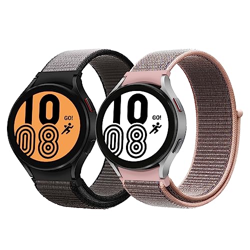 MATCHEASY Nylon Armband Kompatibel mit Samsung Galaxy Watch 5/5 pro,Galaxy Watch 4/5/6 40/44 mm,Galaxy Watch 4/6 Classic 42/46 47/43mm,Verstellbarer Sport Solo Loop Armband für Männer/Frauen, 2 Pack. von MATCHEASY