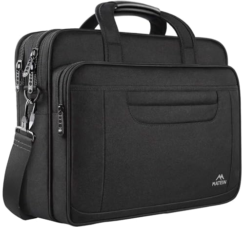 MATEIN Laptoptasche 15,6 Zoll, Laptop Tasche Aktentasche Herren Notebook, Computer Tasche Multifunktionale Business Schulter Tasche für Männer Frauen Umhänge, Schwarz von MATEIN