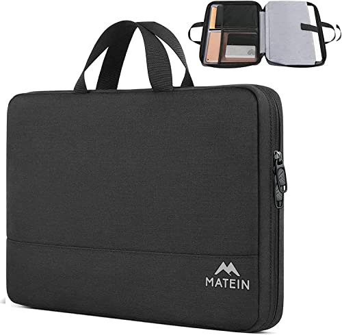 MATEIN Laptoptasche 17 Zoll, TSA-freundliche Laptophülle 17,3, Wasserabweisende Laptoptasche mit Taschen und Fächern, Kompatibel mit Acer HP Notebook, Geschenk für Frauen, Schwarz. von MATEIN