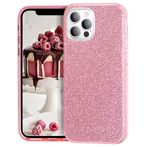 MATEPROX Glitzer Handyhülle Kompatibel mit iPhone 12 Pro Hülle/iPhone 12 Hülle, Kratzfest Dünn Slim Bling Schutzhülle für iPhone 12 Pro/iPhone 12 6.1'' 2020-Rosa von MATEPROX