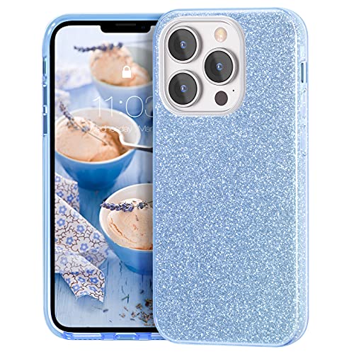 MATEPROX Glitzern Handyhülle Kompatibel mit iPhone 13 Pro Max/iPhone 12 Pro Max Hülle Schutzhülle Sprühen Glänzend Bling Dünnes Hülle für iPhone 13 Pro Max 6,7'' 2021-Blau von MATEPROX