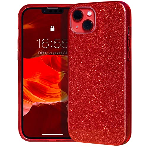 MATEPROX Glitzern Handyhülle Kompatibel mit iPhone 14 Hülle Schutzhülle Sprühen Glänzend Bling Dünnes Hülle für iPhone 14 6,1'' 2022-Rot von MATEPROX