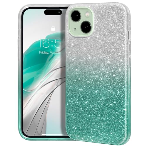 MATEPROX Glitzern Handyhülle Kompatibel mit iPhone 15 Hülle Schutzhülle Sprühen Glänzend Bling Dünnes Hülle für iPhone 15 6,1'' 2023-Gradient Teal von MATEPROX