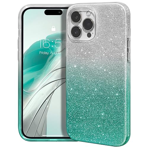 MATEPROX Glitzern Handyhülle Kompatibel mit iPhone 15 Pro Max Hülle Schutzhülle Sprühen Glänzend Bling Dünnes Hülle für iPhone 15 Pro Max 6,7'' 2023-Gradient Teal von MATEPROX