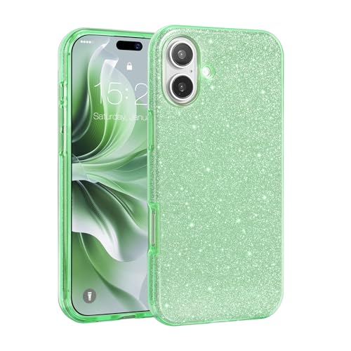 MATEPROX Handyhülle Kompatibel mit iPhone 16, Glitzernde 3-Schicht Schutzhülle für Mädchen und Frauen, Stoßfest und Kratzfest, Trendy Hülle für iPhone 16 2024-Grün MATEPROX Handyhülle Kompatibel mit iPhone 16, Glitzernde 3-Schicht Schutzhülle für Mädchen und Frauen, Stoßfest und Kratzfest, Trendy Hülle für iPhone 16 2024-Grün von MATEPROX