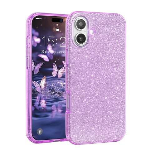 MATEPROX Handyhülle Kompatibel mit iPhone 16, Glitzernde 3-Schicht Schutzhülle für Mädchen und Frauen, Stoßfest und Kratzfest, Trendy Hülle für iPhone 16 2024-Lila MATEPROX Handyhülle Kompatibel mit iPhone 16, Glitzernde 3-Schicht Schutzhülle für Mädchen und Frauen, Stoßfest und Kratzfest, Trendy Hülle für iPhone 16 2024-Lila von MATEPROX