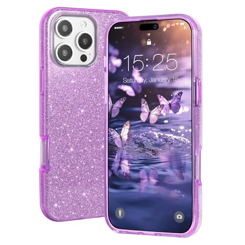 MATEPROX Handyhülle Kompatibel mit iPhone 16 Pro Max, Glitzernde 3-Schicht Schutzhülle für Mädchen und Frauen, Stoßfest und Kratzfest, Trendy Hülle für iPhone 16 Pro Max 2024-Lila MATEPROX Handyhülle Kompatibel mit iPhone 16 Pro Max, Glitzernde 3-Schicht Schutzhülle für Mädchen und Frauen, Stoßfest und Kratzfest, Trendy Hülle für iPhone 16 Pro Max 2024-Lila von MATEPROX