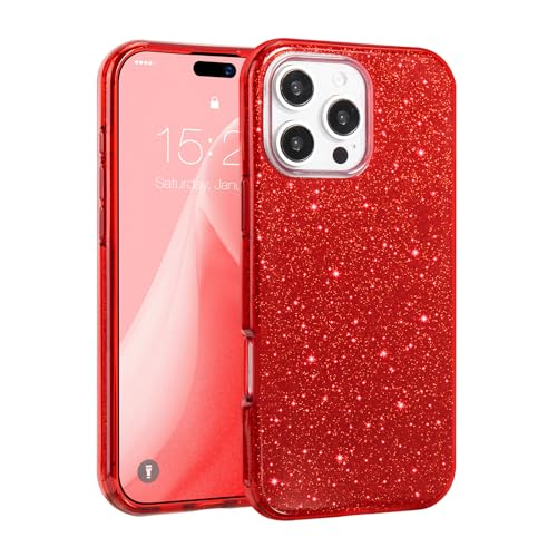 MATEPROX Handyhülle Kompatibel mit iPhone 16 Pro Max, Glitzernde 3-Schicht Schutzhülle für Mädchen und Frauen, Stoßfest und Kratzfest, Trendy Hülle für iPhone 16 Pro Max 2024-Rot MATEPROX Handyhülle Kompatibel mit iPhone 16 Pro Max, Glitzernde 3-Schicht Schutzhülle für Mädchen und Frauen, Stoßfest und Kratzfest, Trendy Hülle für iPhone 16 Pro Max 2024-Rot von MATEPROX