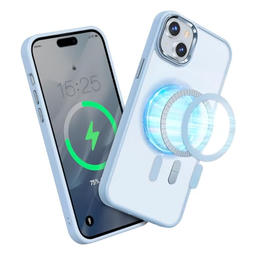 MATEPROX Handyhülle für iPhone 15 Plus mit Mag Safe Ultra Dünne rutschfeste Transluzent Matt Magnetisch Schutzhülle für iPhone 15 Plus 6,7''-Blau von MATEPROX