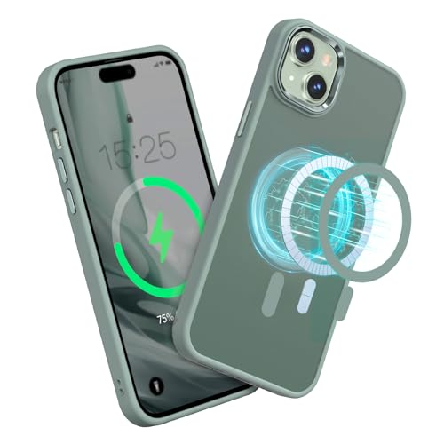 MATEPROX Handyhülle für iPhone 15 Plus mit Mag Safe Ultra Dünne rutschfeste Transluzent Matt Magnetisch Schutzhülle für iPhone 15 Plus 6,7''-Minze von MATEPROX