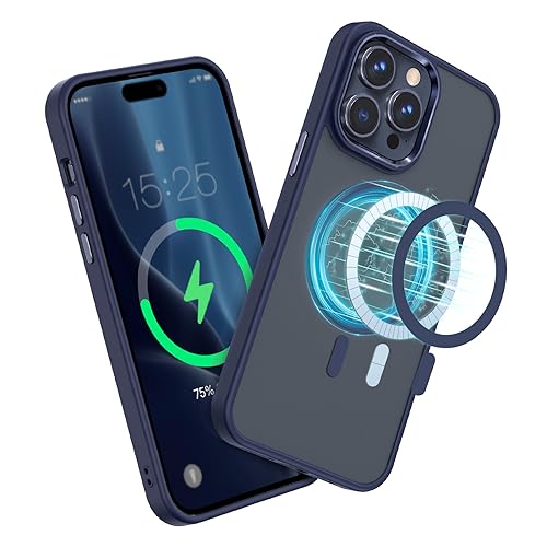 MATEPROX Handyhülle für iPhone 15 Pro Max mit Mag Safe Ultra Dünne rutschfeste Transluzent Matt Magnetisch Schutzhülle für iPhone 15 Pro Max 6,7''-Marineblau von MATEPROX