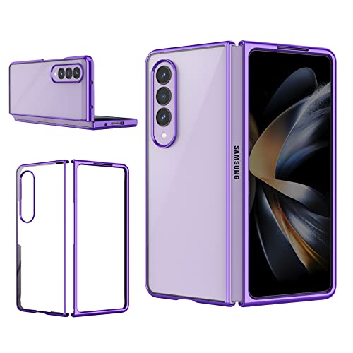 MATEPROX Hülle für Samsung Galaxy Z Fold 4 5G, Schlanke Transparente Handyhülle mit Galvanisierter Rahmen, Stoßfest Schutzhülle für Galaxy Z Fold 4 2022-Violett von MATEPROX