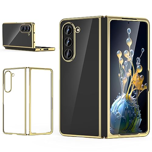 MATEPROX Hülle für Samsung Galaxy Z Fold 5, Transparente Schutzhülle mit Galvanisiertem Rahmen, Schlankes Leichtgewicht Handyhülle für Samsung Galaxy Z Fold 5 5G-Gold von MATEPROX