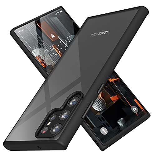 MATEPROX Klar Handyhülle Kompatibel mit Samsung Galaxy S22 Ultra Hülle Hartschale Rückseite Klare Starre Stoßfeste Schutzhülle für Galaxy S22 Ultra 2022-Noir von MATEPROX