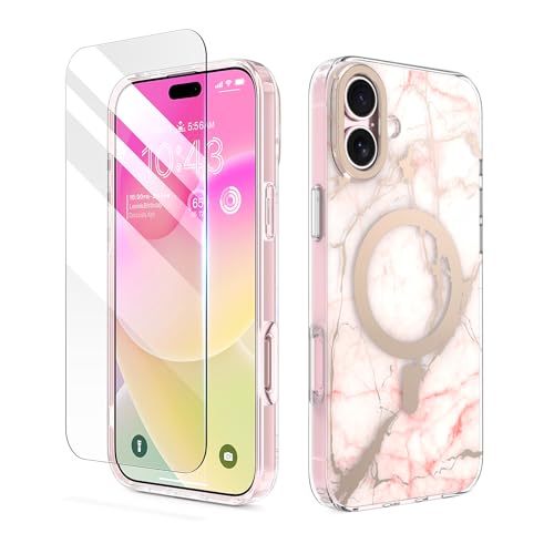 MATEPROX Kompatibel mit iPhone 16 Plus Hülle, Stylische Marmor Schutzhülle Kompatibel mit MagSafe mit Panzerglas, Magnetische Anti-Kratzer Dünne Handyhülle für iPhone 16 Plus 2024-Mattrosa MATEPROX Kompatibel mit iPhone 16 Plus Hülle, Stylische Marmor Schutzhülle Kompatibel mit MagSafe mit Panzerglas, Magnetische Anti-Kratzer Dünne Handyhülle für iPhone 16 Plus 2024-Mattrosa von MATEPROX