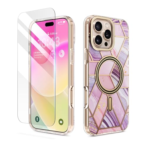MATEPROX Kompatibel mit iPhone 16 Pro Hülle, Stylische Marmor Schutzhülle Kompatibel mit MagSafe mit Panzerglas, Magnetische Anti-Kratzer Dünne Handyhülle für iPhone 16 Pro 2024-Marmorlila MATEPROX Kompatibel mit iPhone 16 Pro Hülle, Stylische Marmor Schutzhülle Kompatibel mit MagSafe mit Panzerglas, Magnetische Anti-Kratzer Dünne Handyhülle für iPhone 16 Pro 2024-Marmorlila von MATEPROX