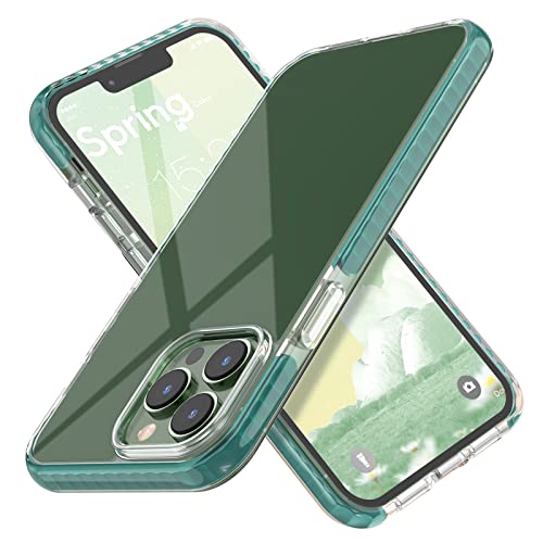 MATEPROX Transparent Handyhülle Kompatibel mit iPhone 14 Pro Hülle Anti-Gelb Starre PC Rückseite Fall Stoßfest Stoßfänger Schutzhülle für iPhone 14 Pro 6,1'' 2022-Grün von MATEPROX