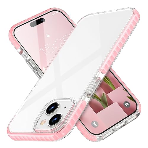 MATEPROX Transparente Handyhülle Kompatibel mit iPhone 15 Hülle Anti-Gelb, Stoßfest, Starre PC Schutzhülle für iPhone 15 6,1'' 2023-Rosa von MATEPROX