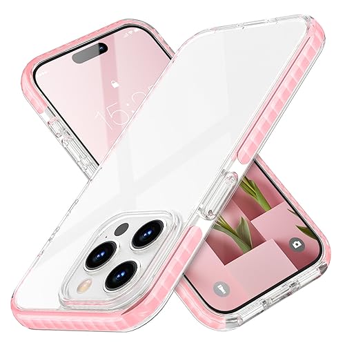 MATEPROX Transparente Handyhülle Kompatibel mit iPhone 15 Pro Hülle Anti-Gelb, Stoßfest, Starre PC Schutzhülle für iPhone 15 Pro 6,1'' 2023-Rosa von MATEPROX