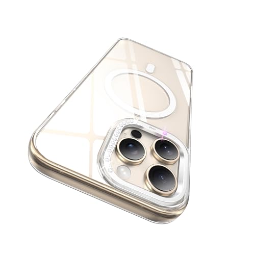 MATEPROX Transparente Hülle Kompatibel mit iPhone 16 Pro, Vergilbungsfreies Magnetisches Handyhülle mit Strass Verziert [Panzerglas], Schlanke Schutzhülle für iPhone 16 Pro 2024 - Klar von MATEPROX