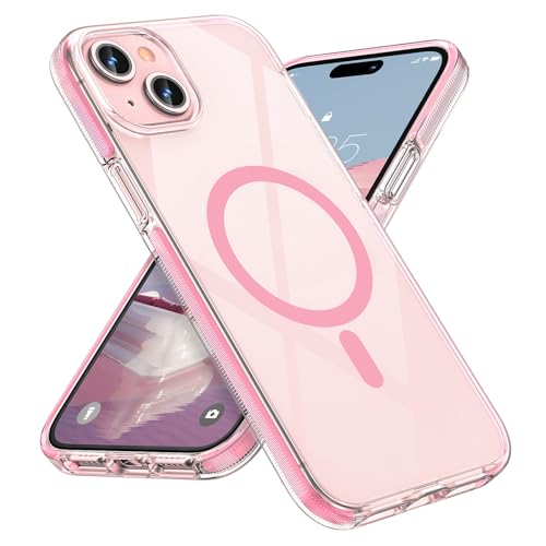 MATEPROX Transparente Hülle für iPhone 15 Handyhülle mit MagSafe, Nicht-Vergilbendes Design, rutschfest Magnetisch Schutzhülle für iPhone 15 6,1'' 2023-Rosa von MATEPROX