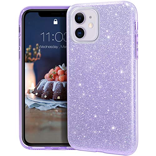 MATEPROX iPhone 11 Hülle Klar Crystal Glitter Glänzende Funkeln Bling Süß Dünn Slim Mädchen Case für iPhone 11 6.1''(Purple) von MATEPROX