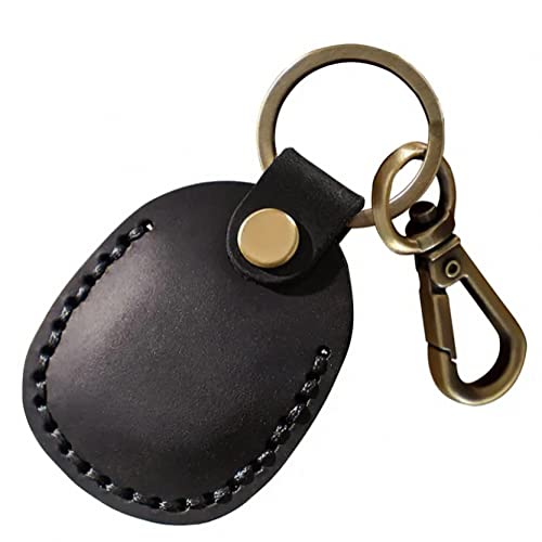 Airtag Schlüsselanhänger Echt-Leder, Airtag Anhänger aus Echtem Leder, Airtag Hülle kompatibel mit Apple Airtag Anhänger, Airtag Halter, Airtag Case, Vintage - Stilvoller Schutz (Black) von MATERIUM