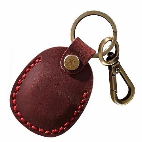 Airtag Schlüsselanhänger Leder ECHT, Anhänger aus Echtem Leder, Hülle aus Echtleder, Anhänger, Case - kompatibel mit Apple Airtag (Red) von MATERIUM